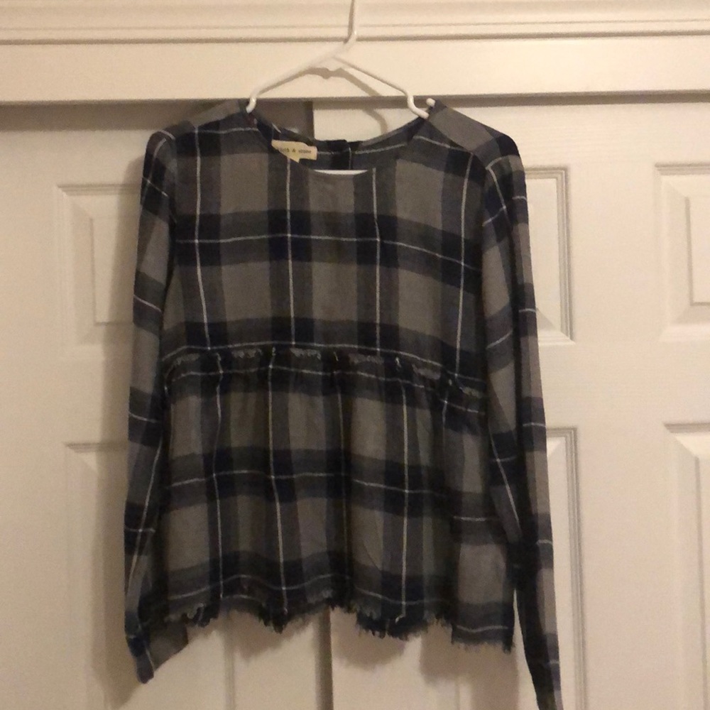 NWOT Anthropologie Cloth&Stone Tartan peplum top